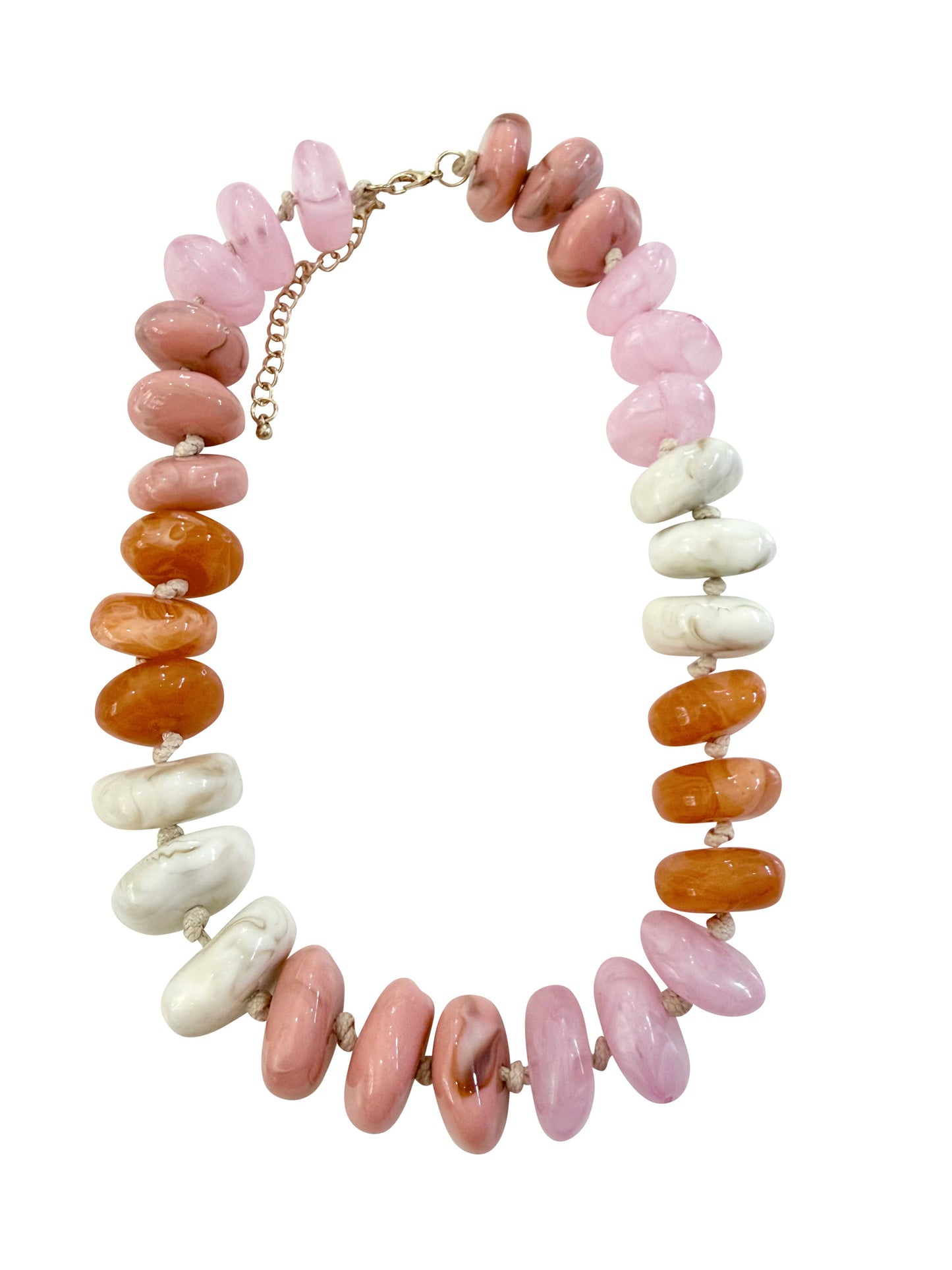 Delray Chunky Beaded Necklace - Pink/Orange Mix