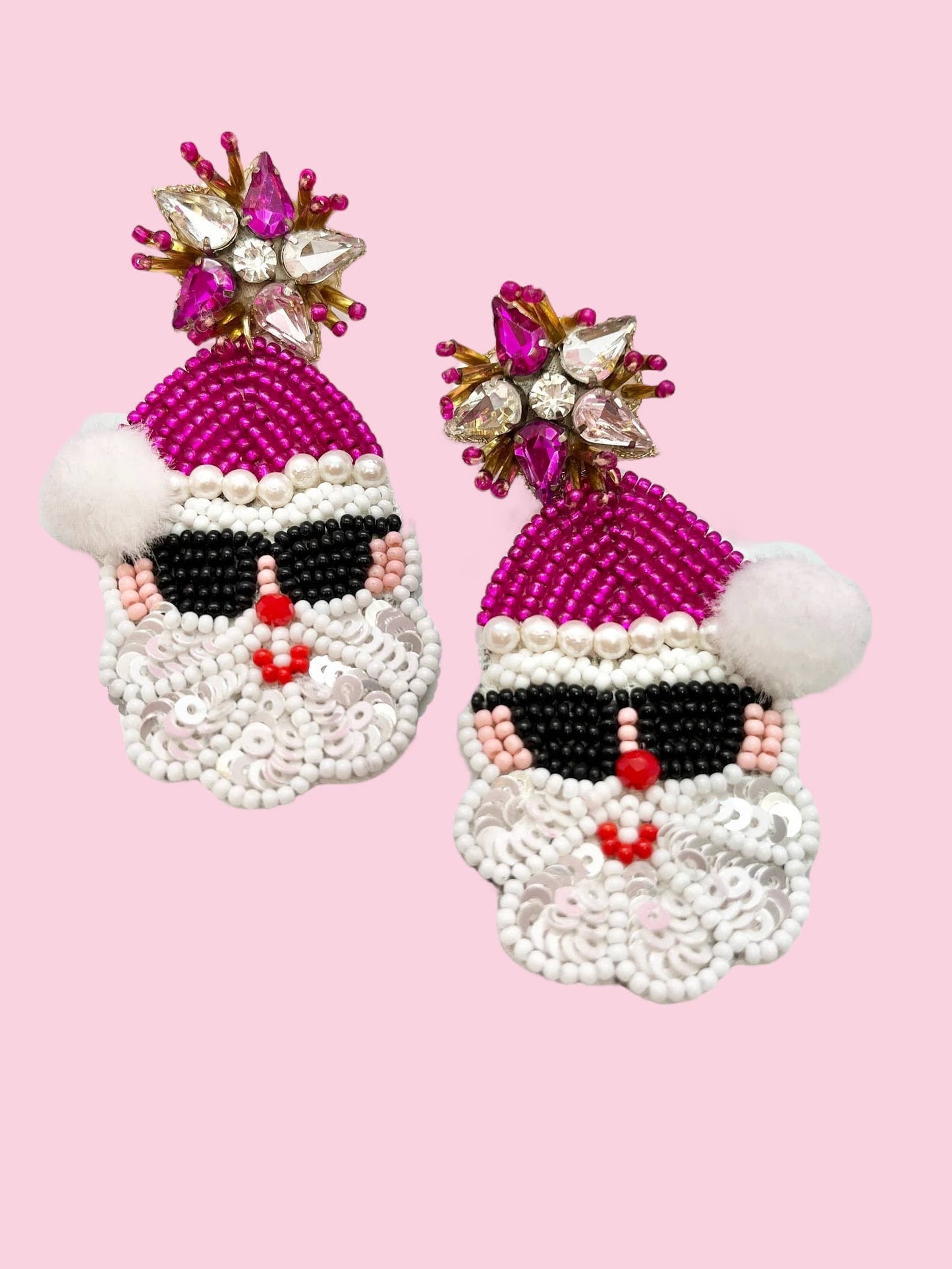 Pink Santa Earring