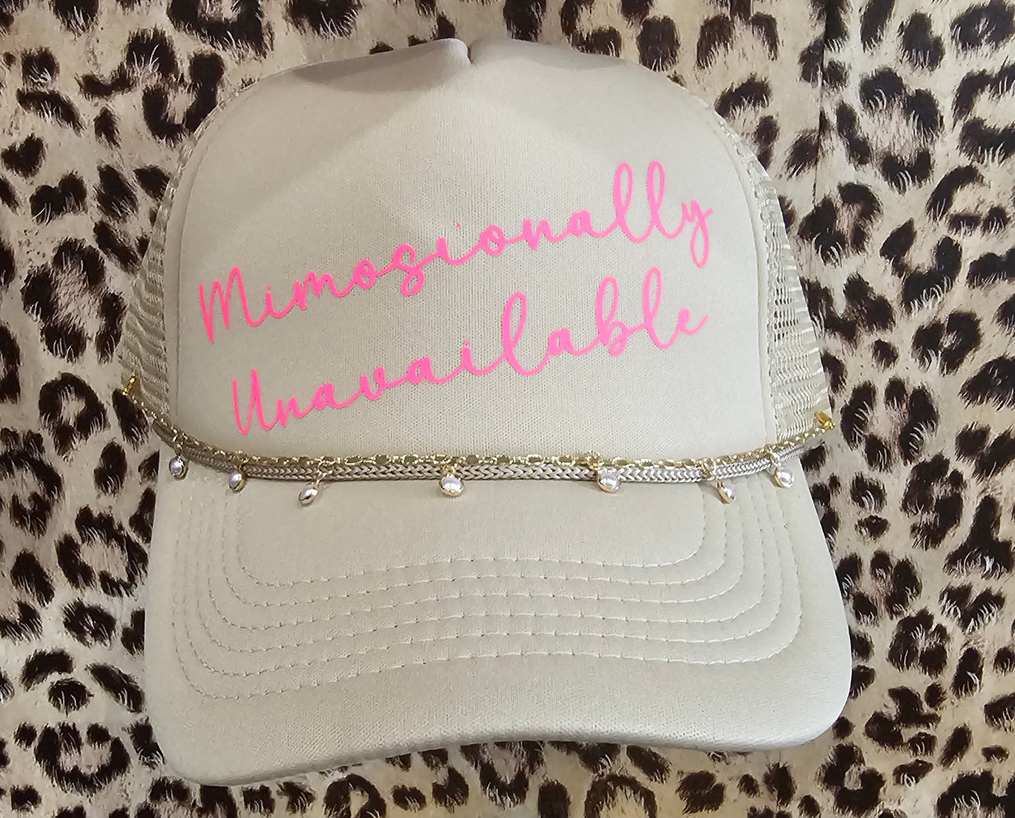 Mimosionally Unavailable Trucker Hat w/ Chain
