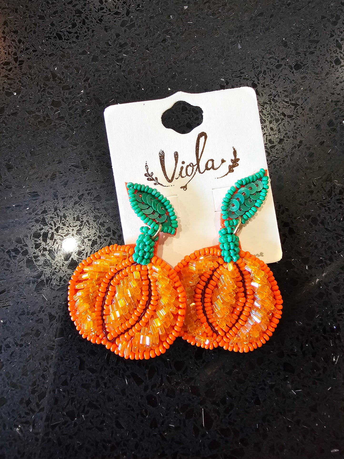 BEADED PUMPKIN EARRINGS