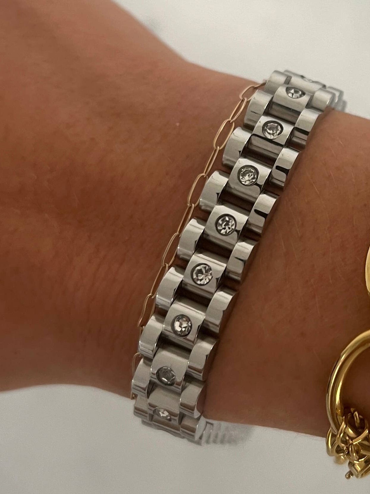 Silver DIAM0ND Watch Band Bracelet