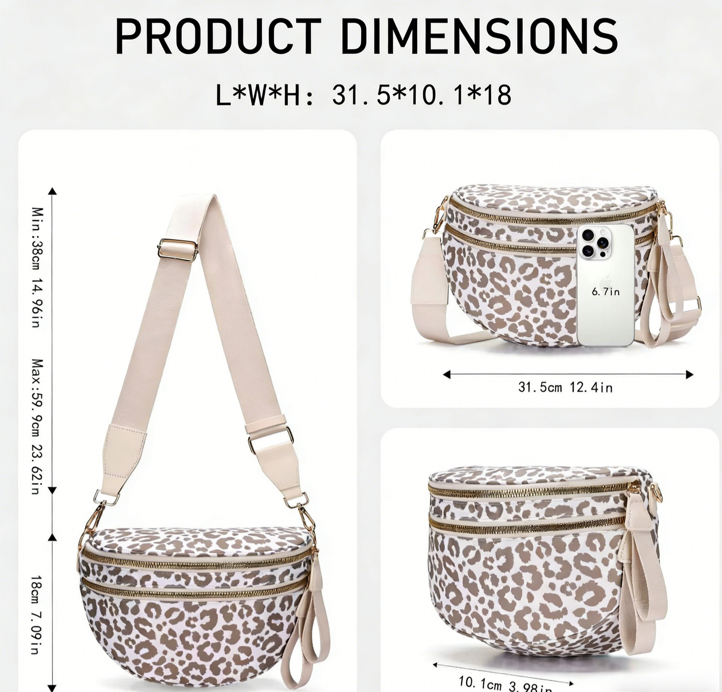 Leopard Crossbody Bum Bag w/Chain