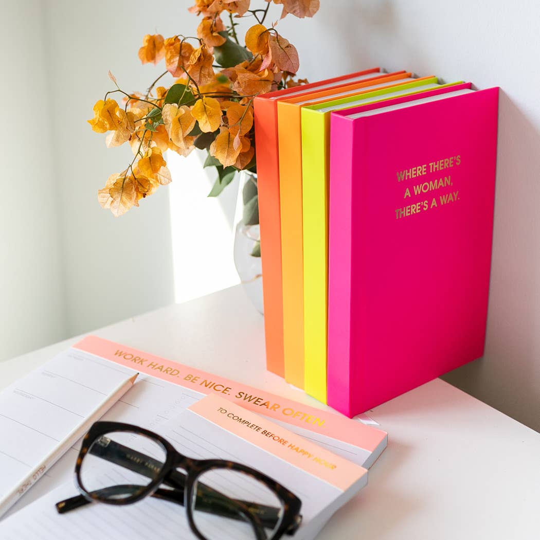 Where There's A Woman There's A Way Hardcover Daily Journal Bright Pink