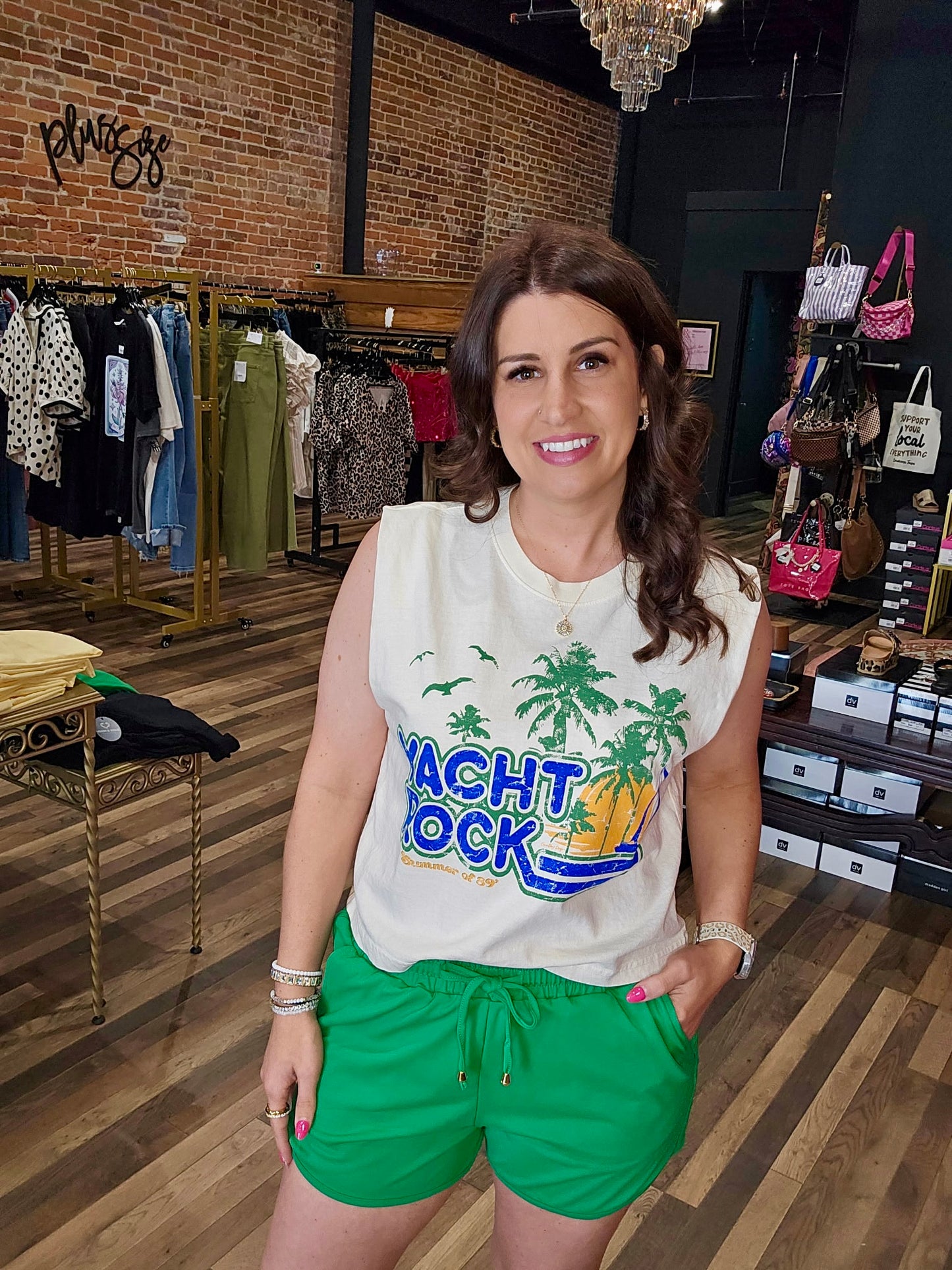 Yacht Rock Summer 89 Boxy Midriff Muscle Top