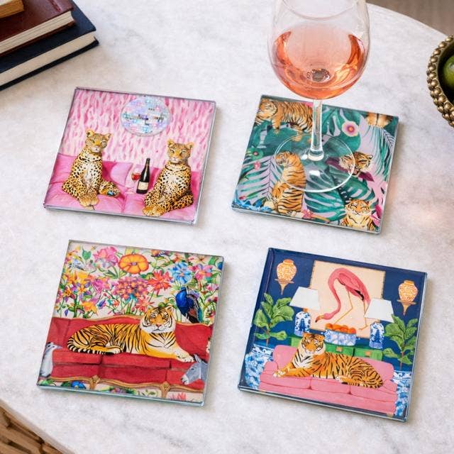 Safari Glass Coaster Set of 4