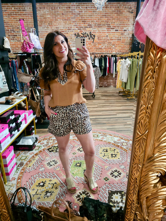 Ava Flutter Sleeve Blouse - Safari Chic