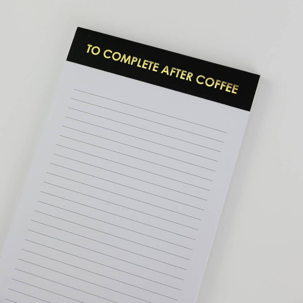 To Complete After Coffee Lined Notepad Black