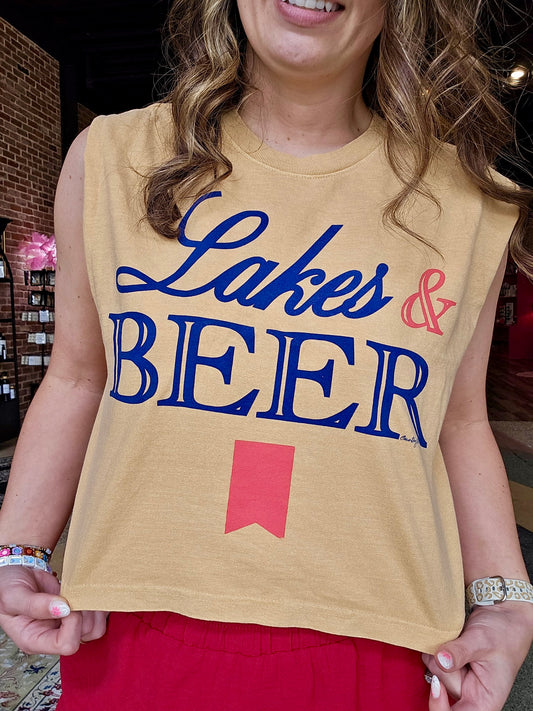 Lakes & Beer Boxy Midriff Muscle Top