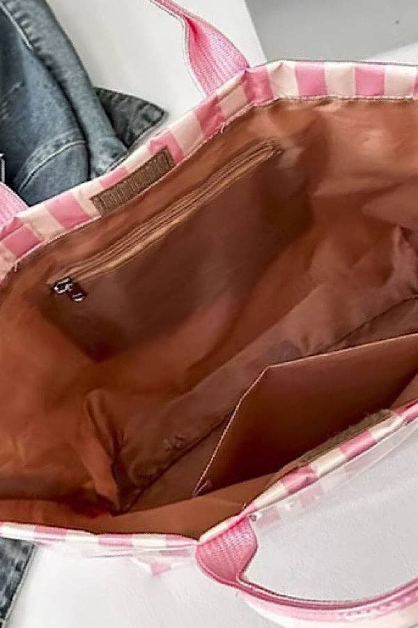 Pink & Orange Striped TOTE BAG