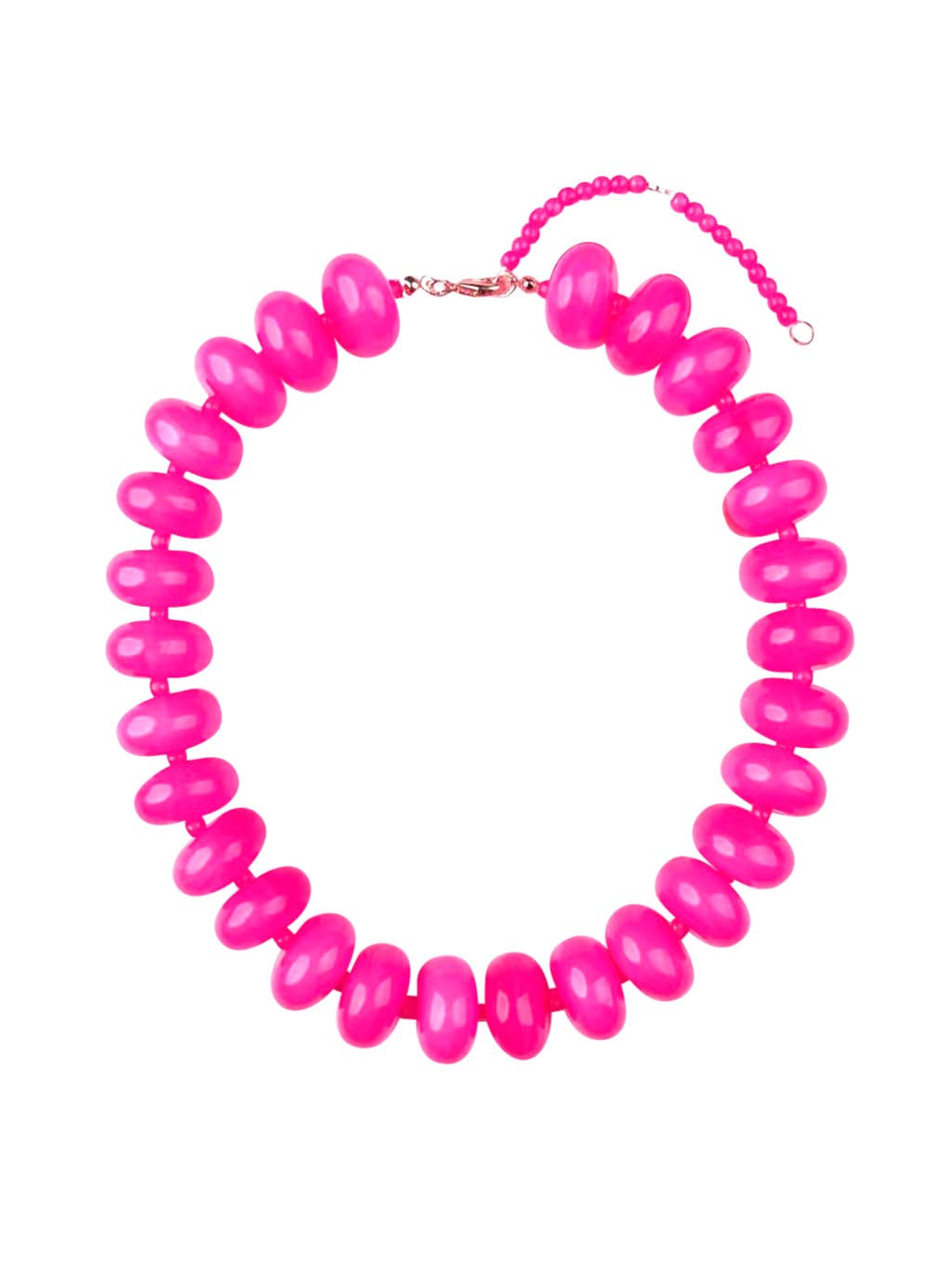 Bailey Chunky Beaded Necklace - Hot Pink