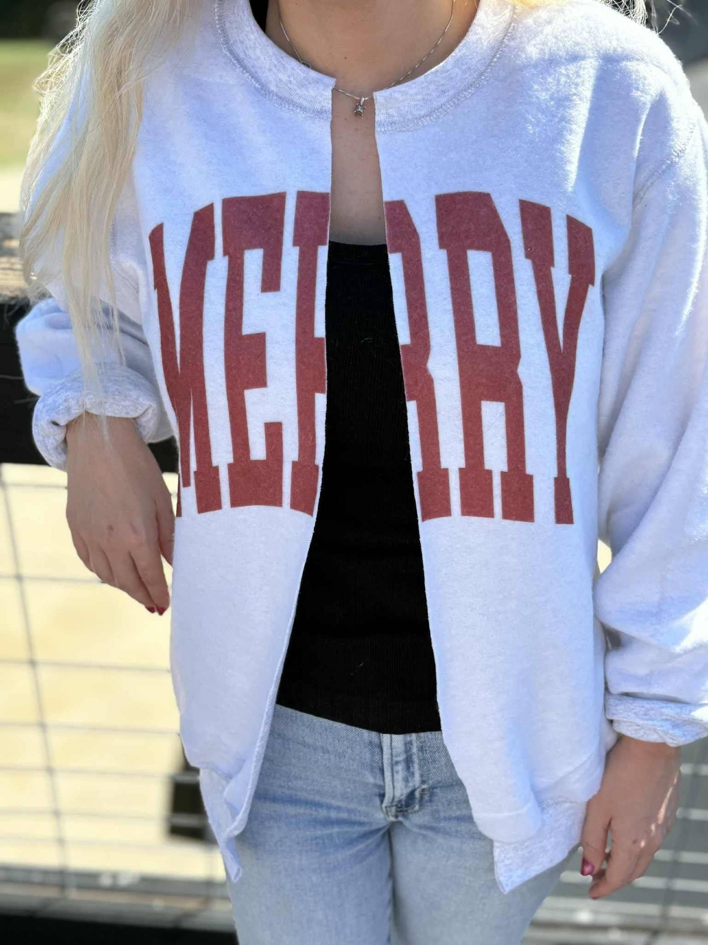 MERRY INSIDE OUT/SPLIT SWEATSHIRT