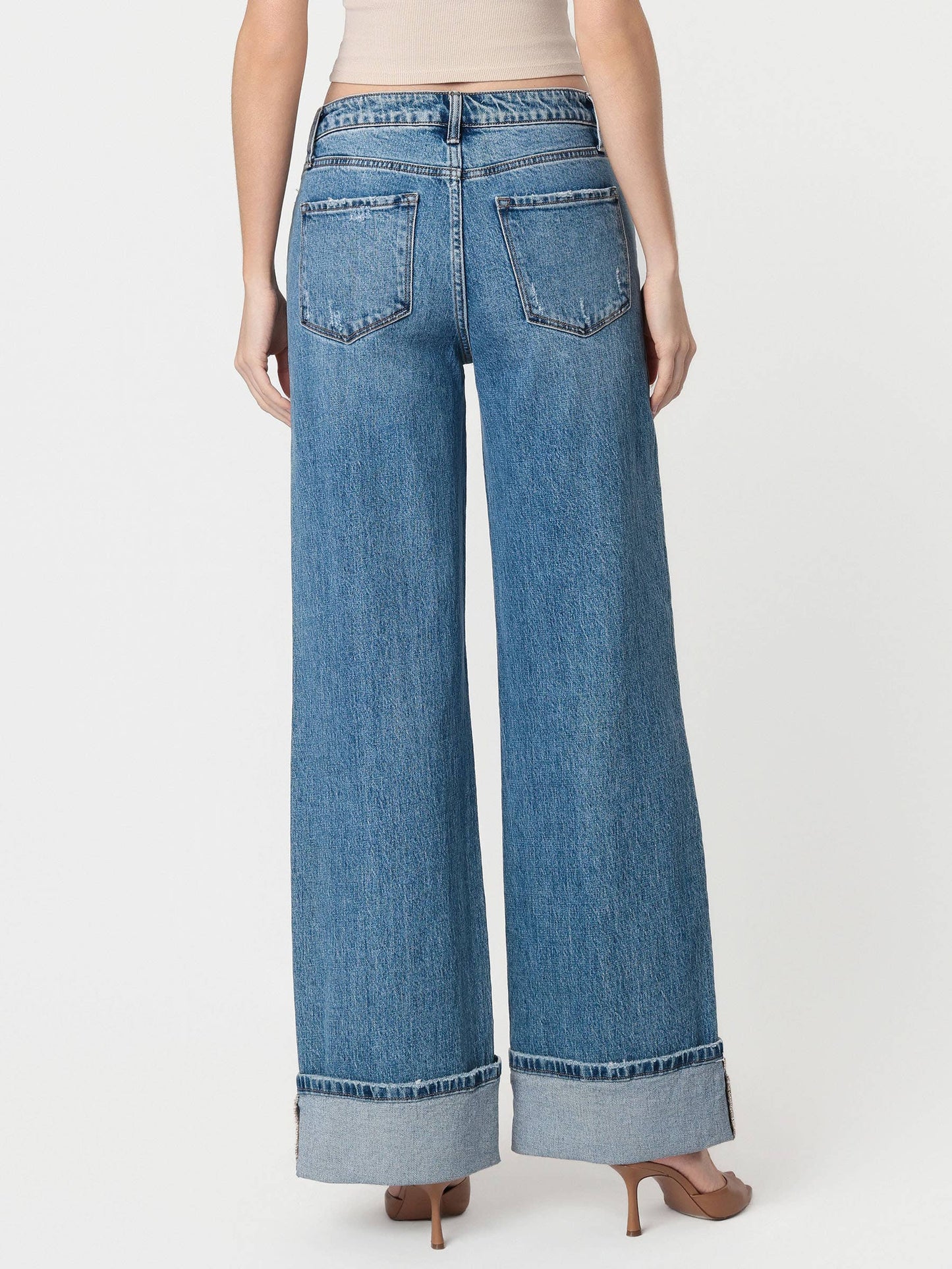 Kris Cuffed Wide Leg Jeans