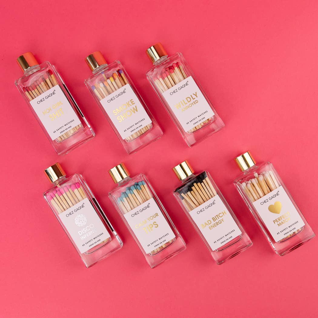 Bad Bitch Energy Glass Bottle Safety Matches Black