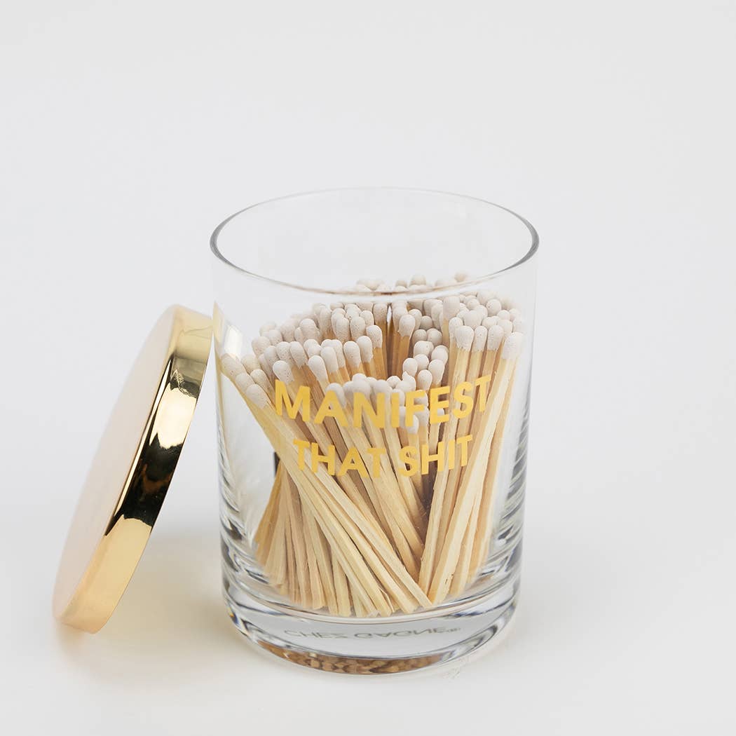 Manifest That Shit - Match Set + Rocks Glass Duo - 200 Matches + Rocks Glass Set