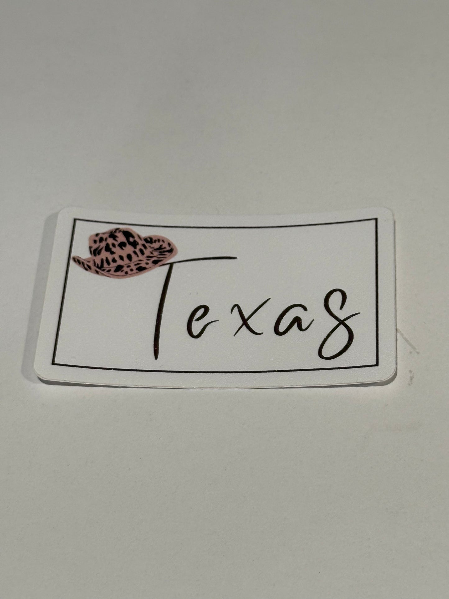 Texas with Leopard Cowboy Hat Sticker