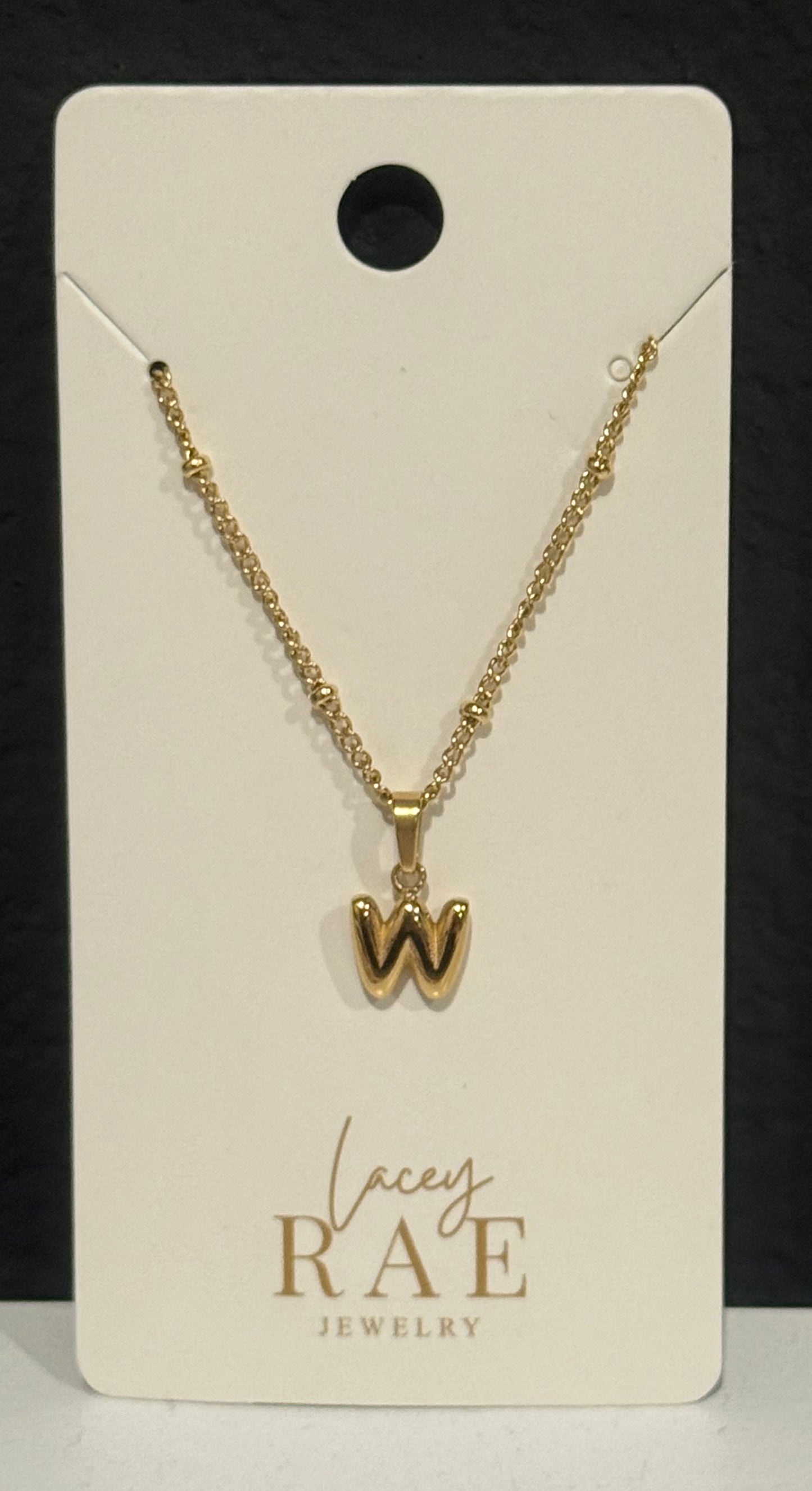 Gold Bubble Letter Initial Necklace