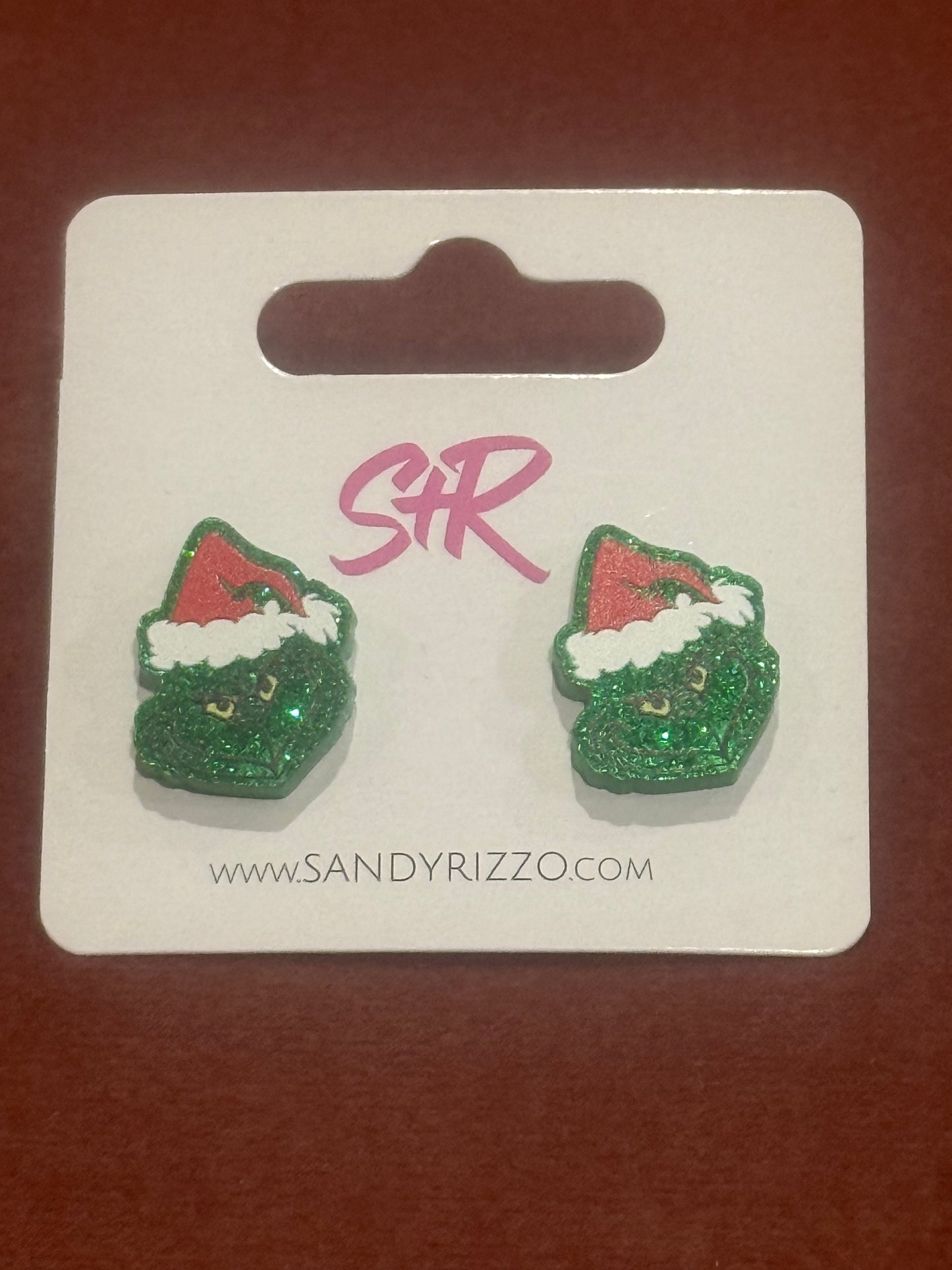 Glitter Grinch Studs