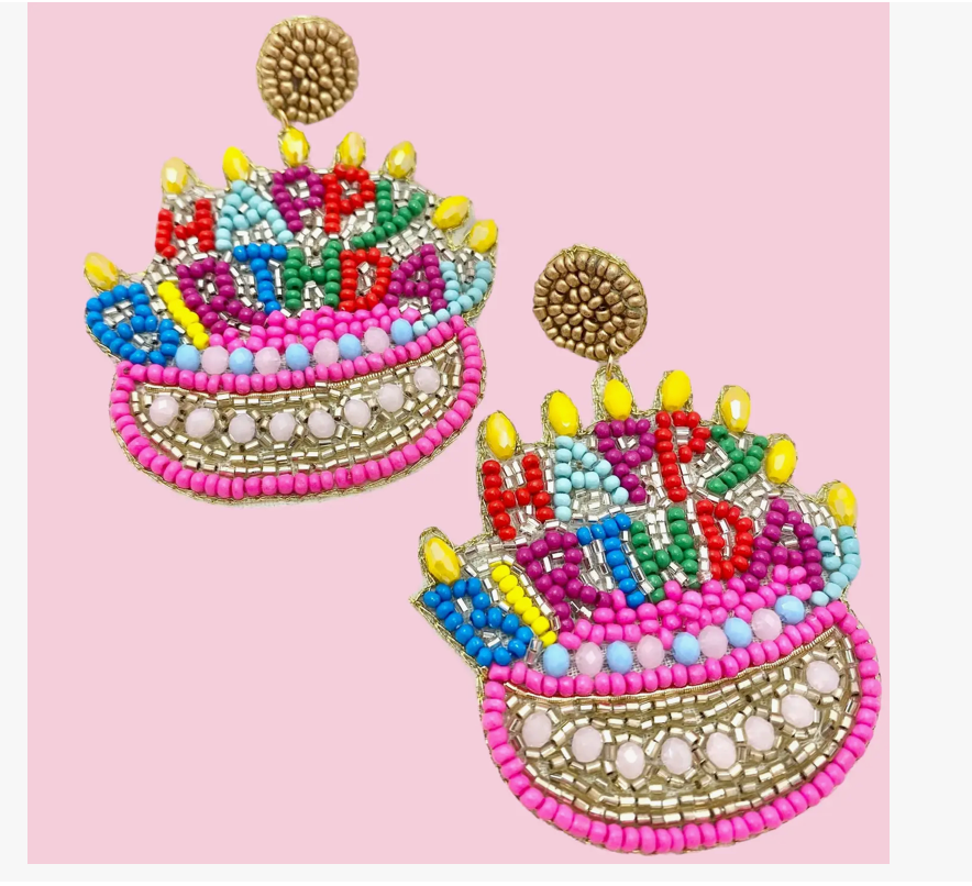 BIRTHDAY CAKE BEADED EARRINGS