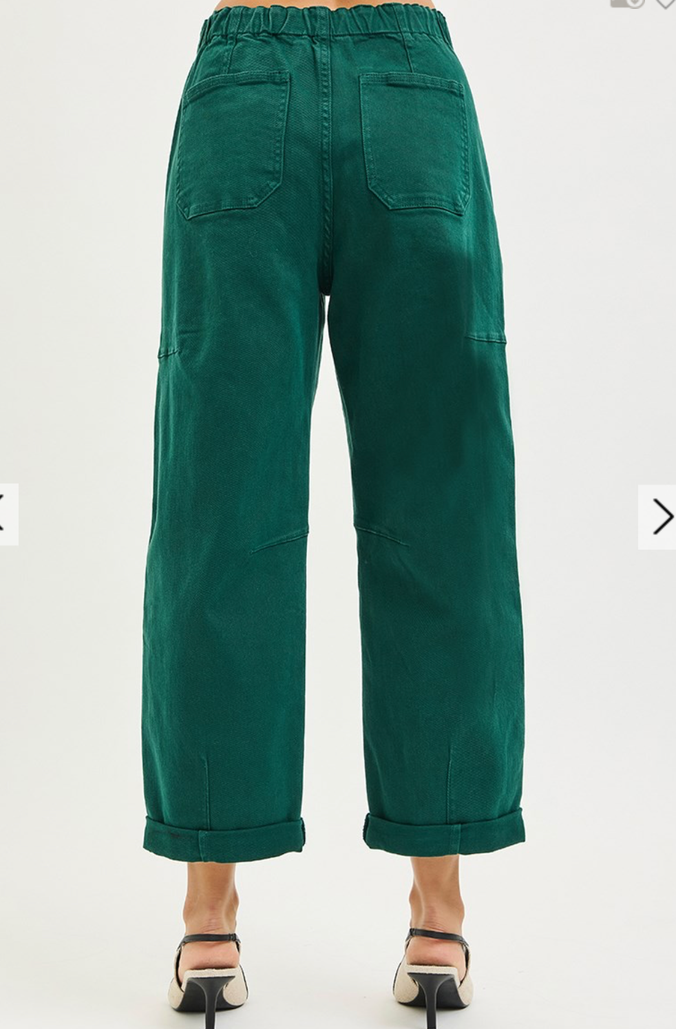 High Rise Crop Barrel Cargo Pocket Cuffed Pant