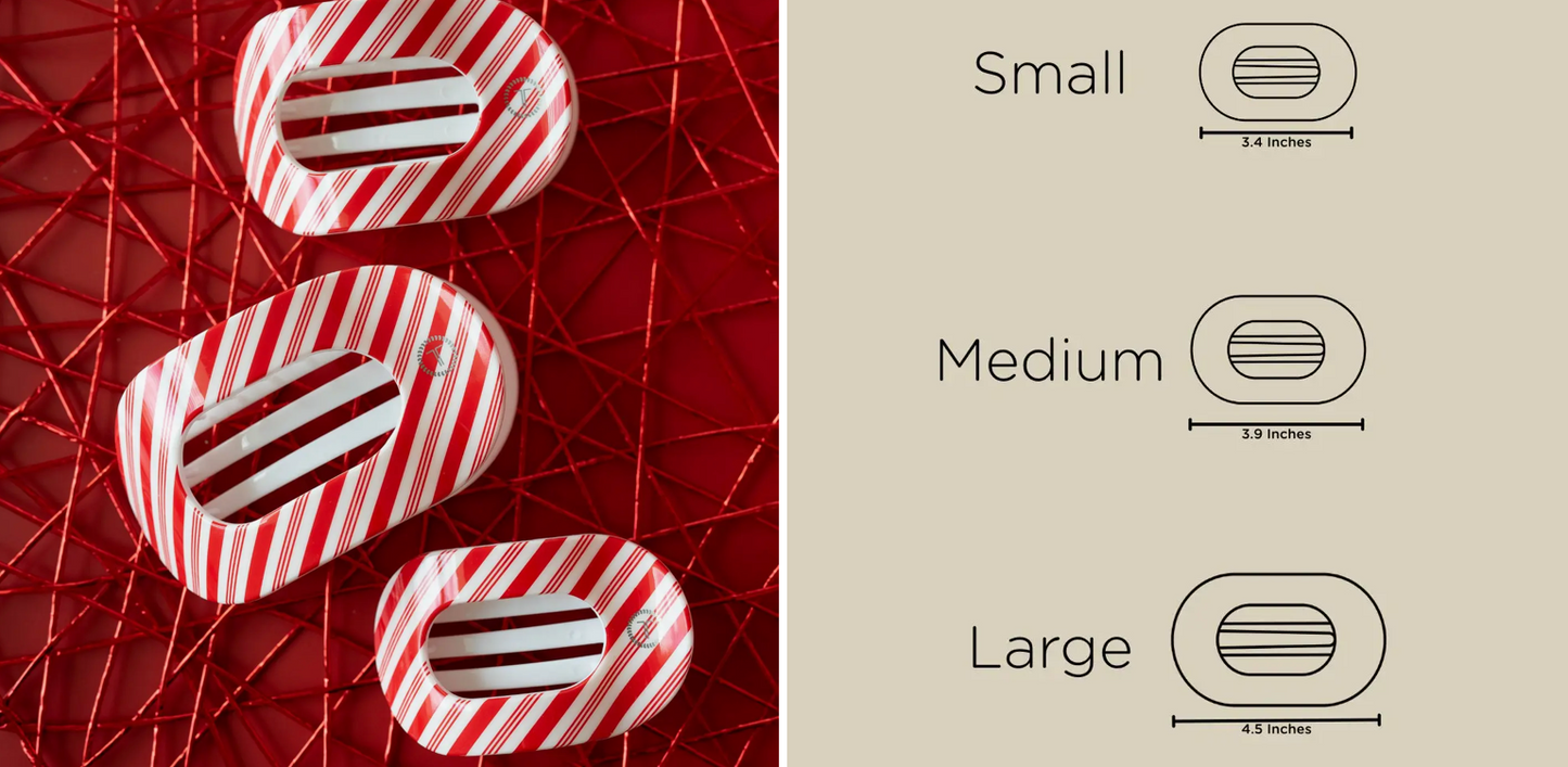 Candy Cane Crush Large Flat Round Hair Clip