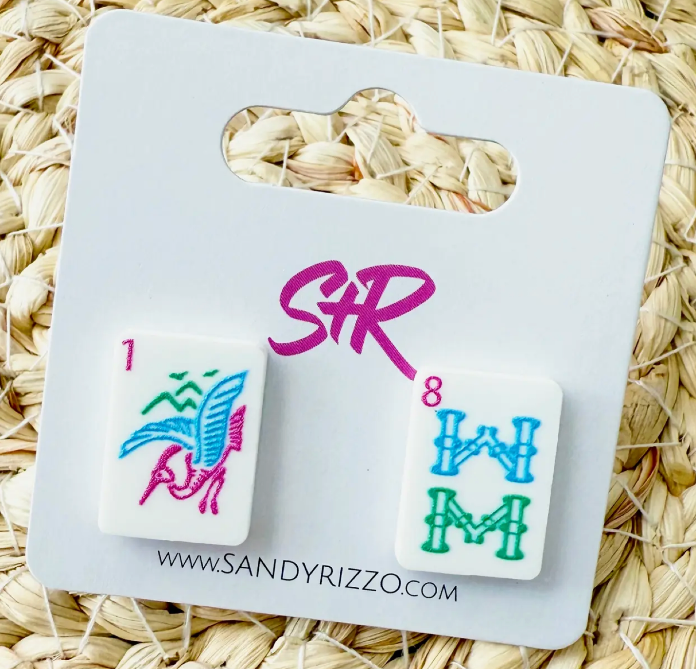 Bam Bird Pastel Mahjong Stud