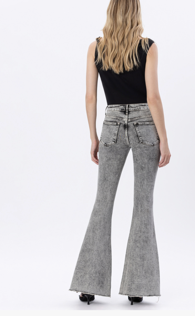 High Rise Flare Brown Acid Color Jean