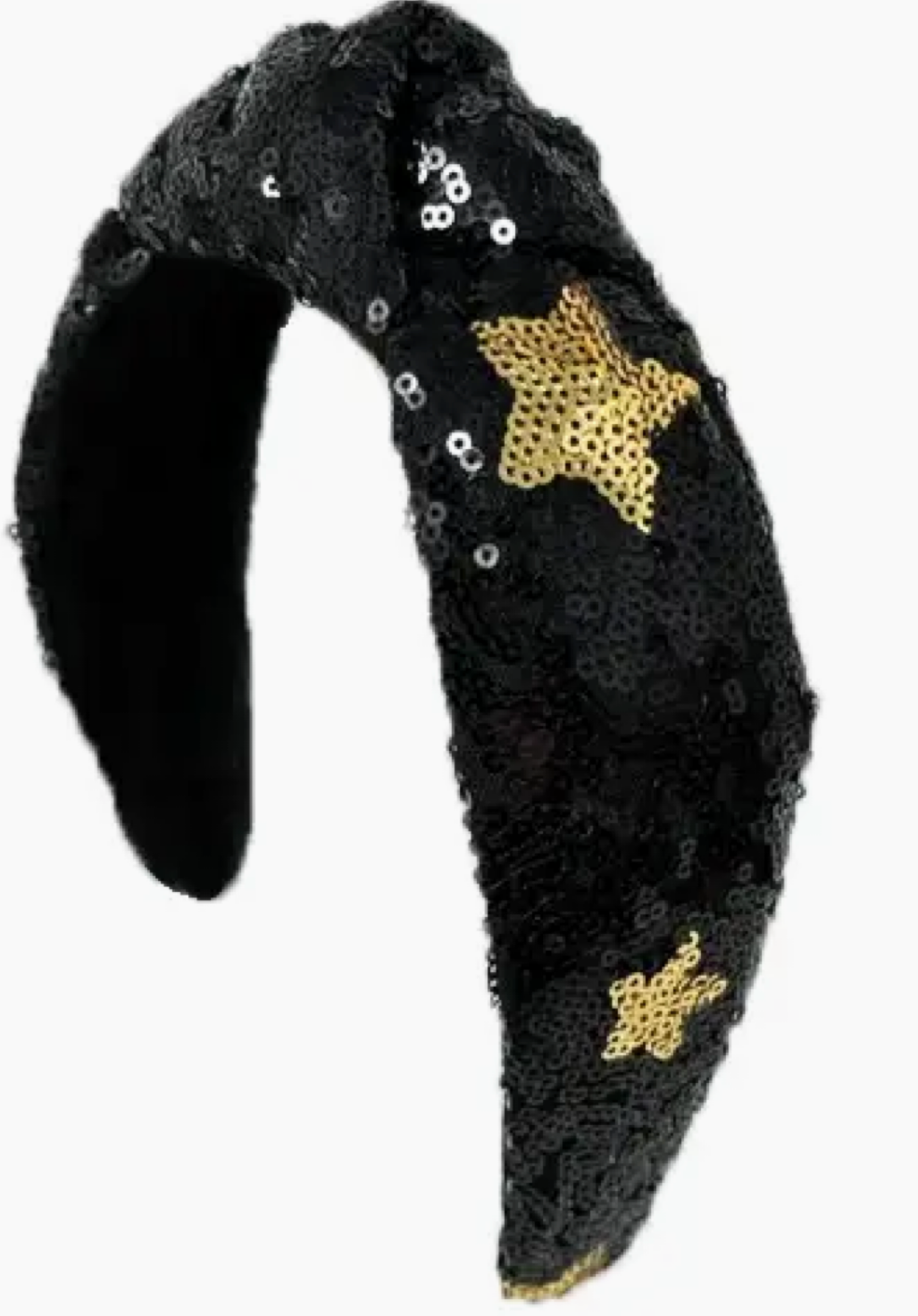 Black with Gold Stars Sequin Headband