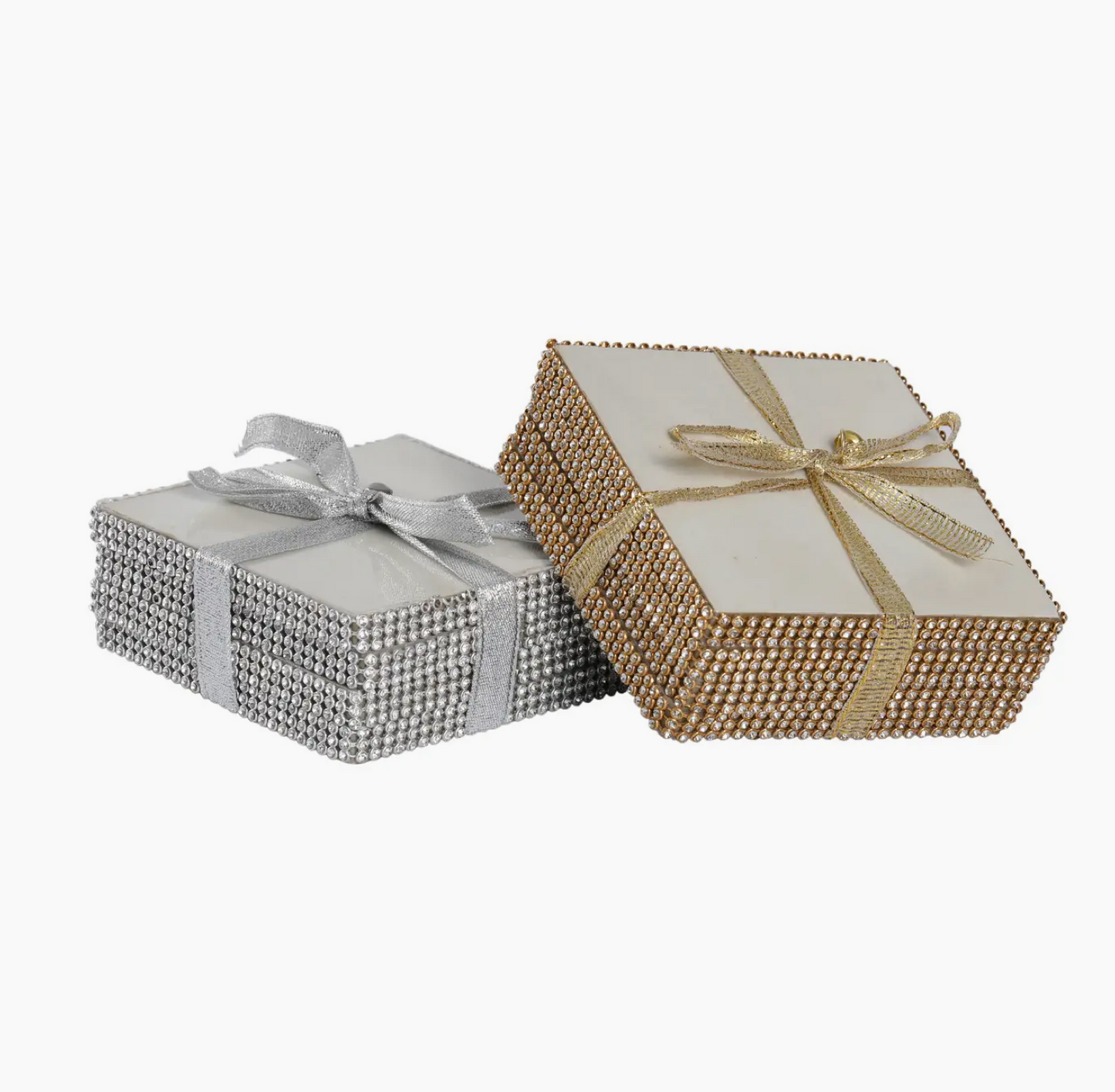 S/4 Square Cultured Marble Coaster w/Bling