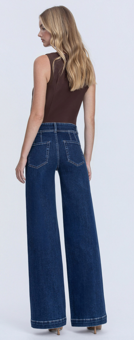 High Rise Front Seam Wide Leg