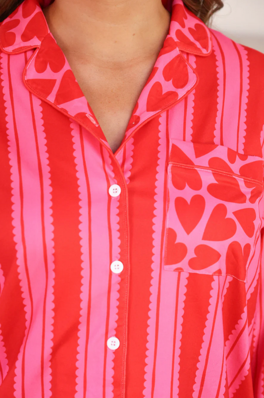 Heartfelt Stripes Ruffle Pajama Set
