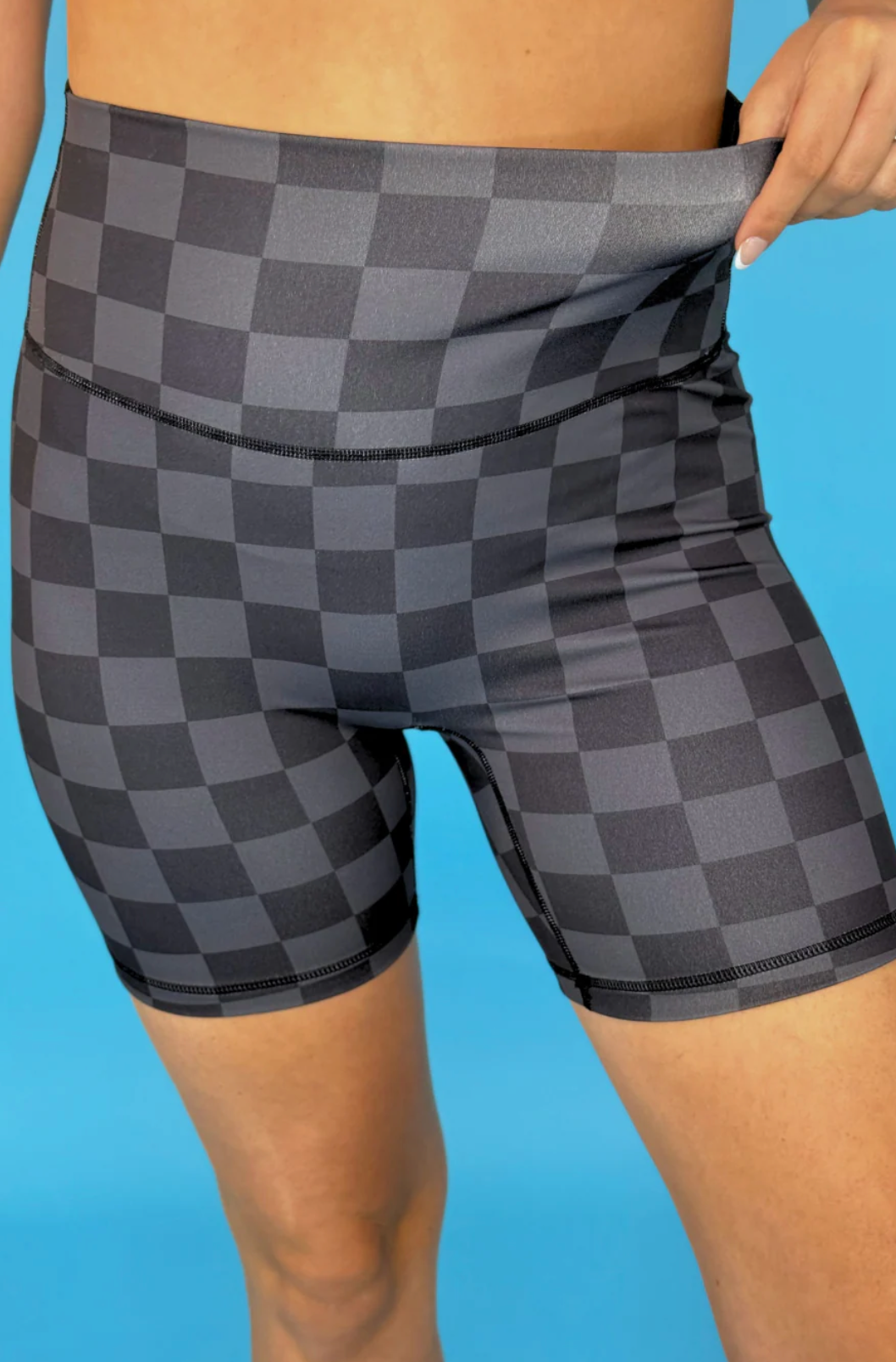 Check Back Biker Shorts - Black