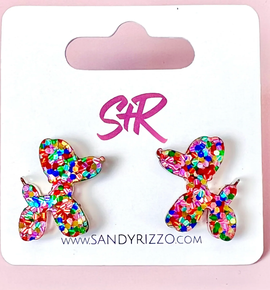 Confetti Dot Balloon Dog Stud