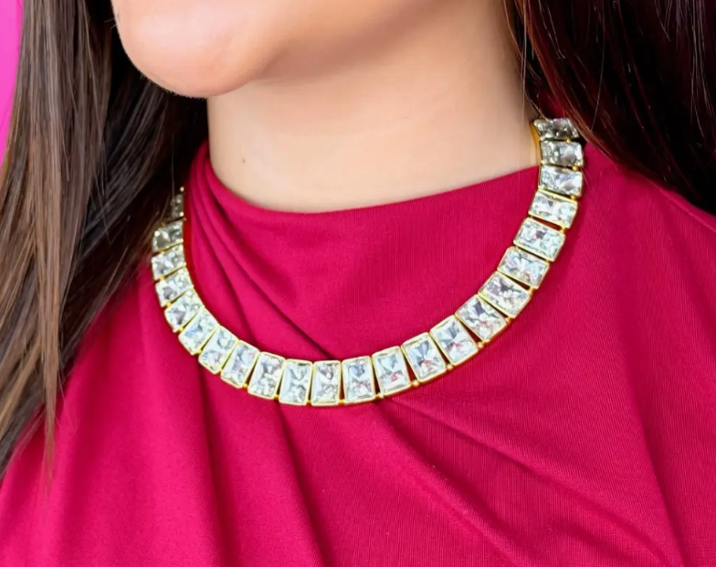 Holiday Crystal Necklace - Clear
