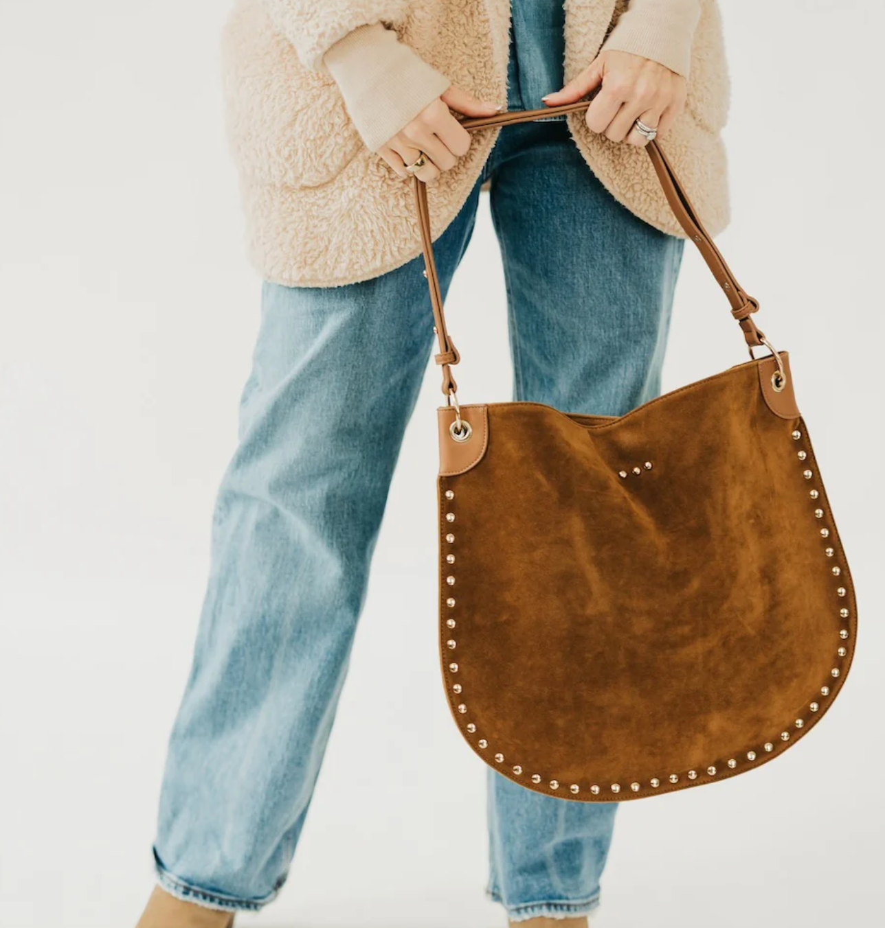 Rosalie Rivet Suede Hobo Bag
