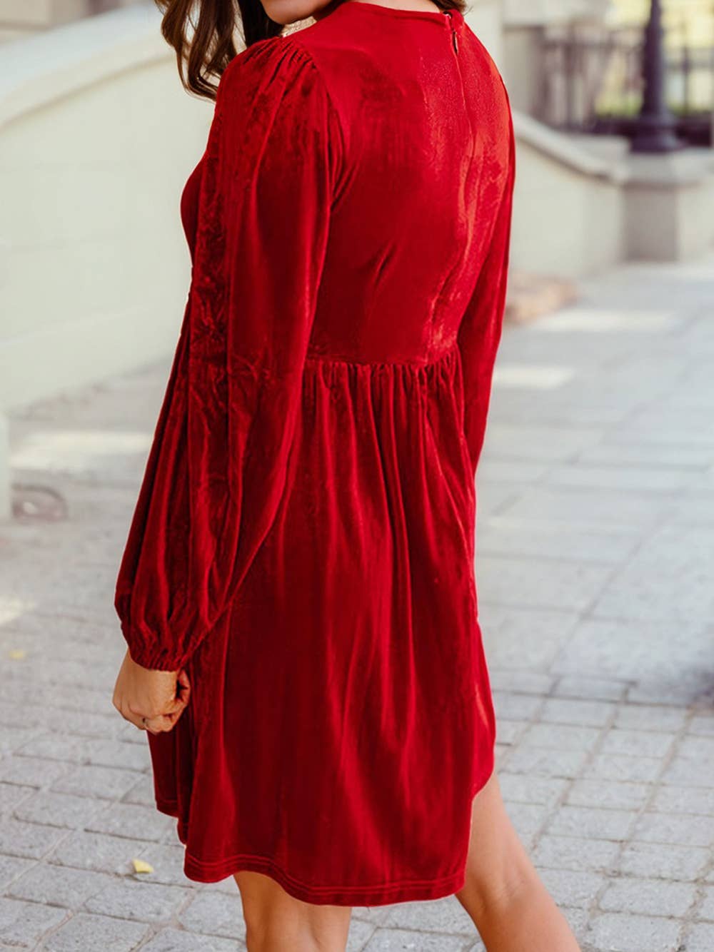 Bowknot Decor High Waist Velvet Mini Dress