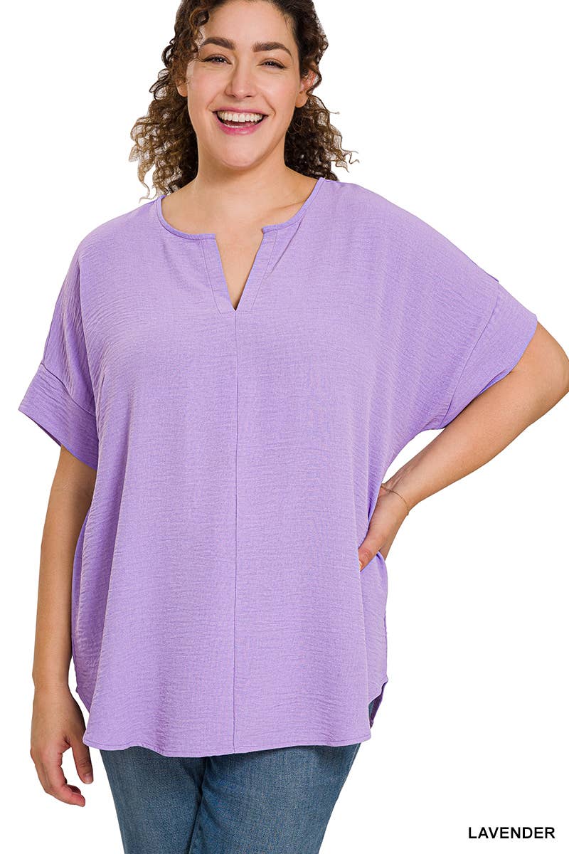 Woven Airflow Split Neck SS Top