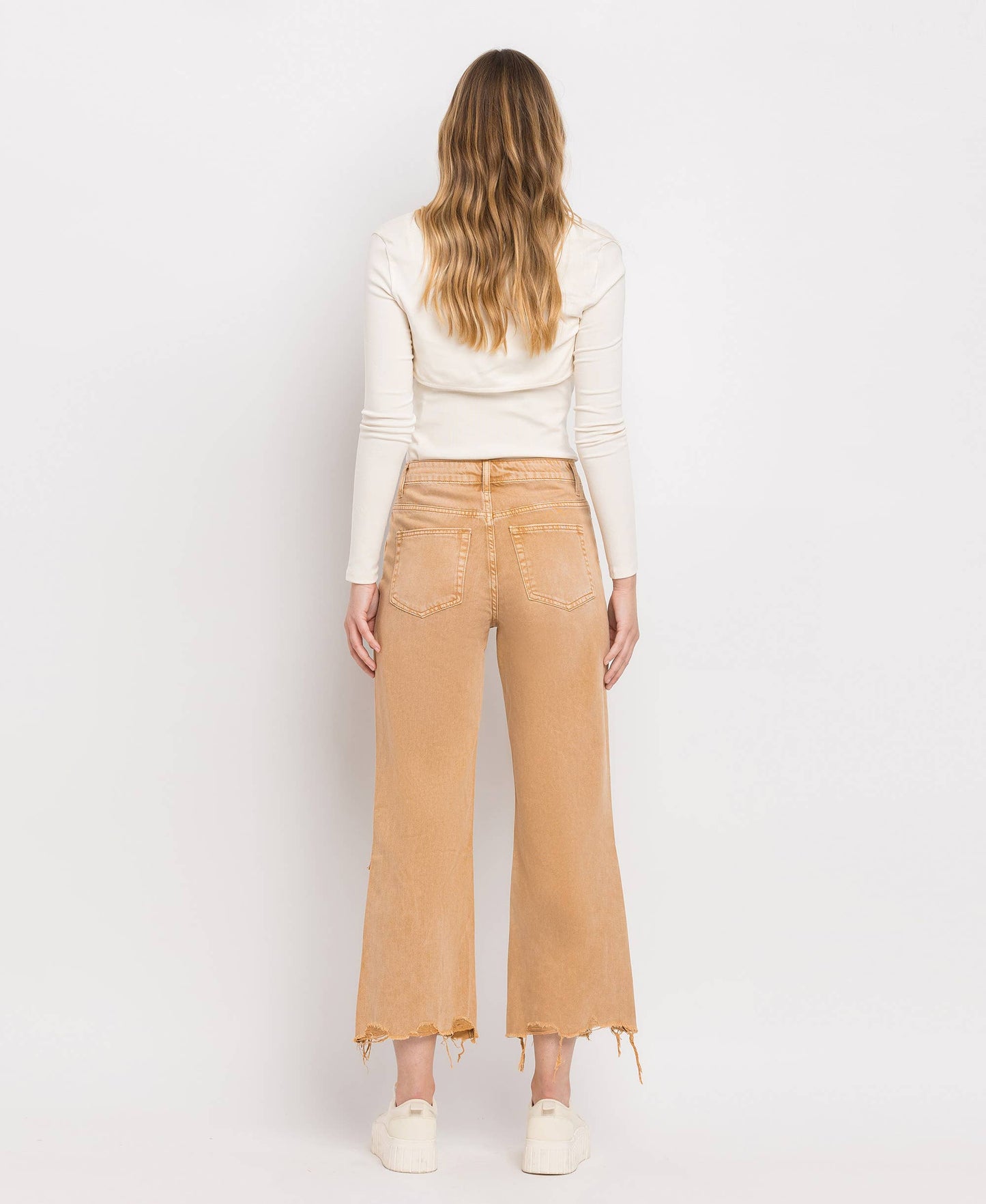 90'S VINTAGE SUPER HIGH RISE CROP FLARE JEANS