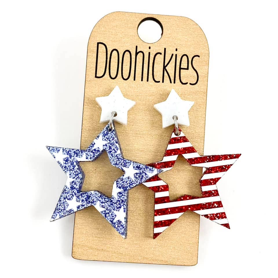 Glitter Star & Stripes Cutout Earrings