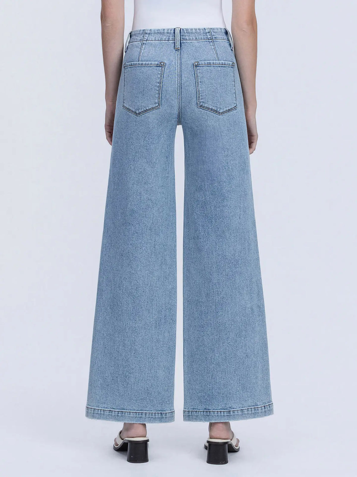 High Rise Trouser Hem Twist Wide Leg Jeans