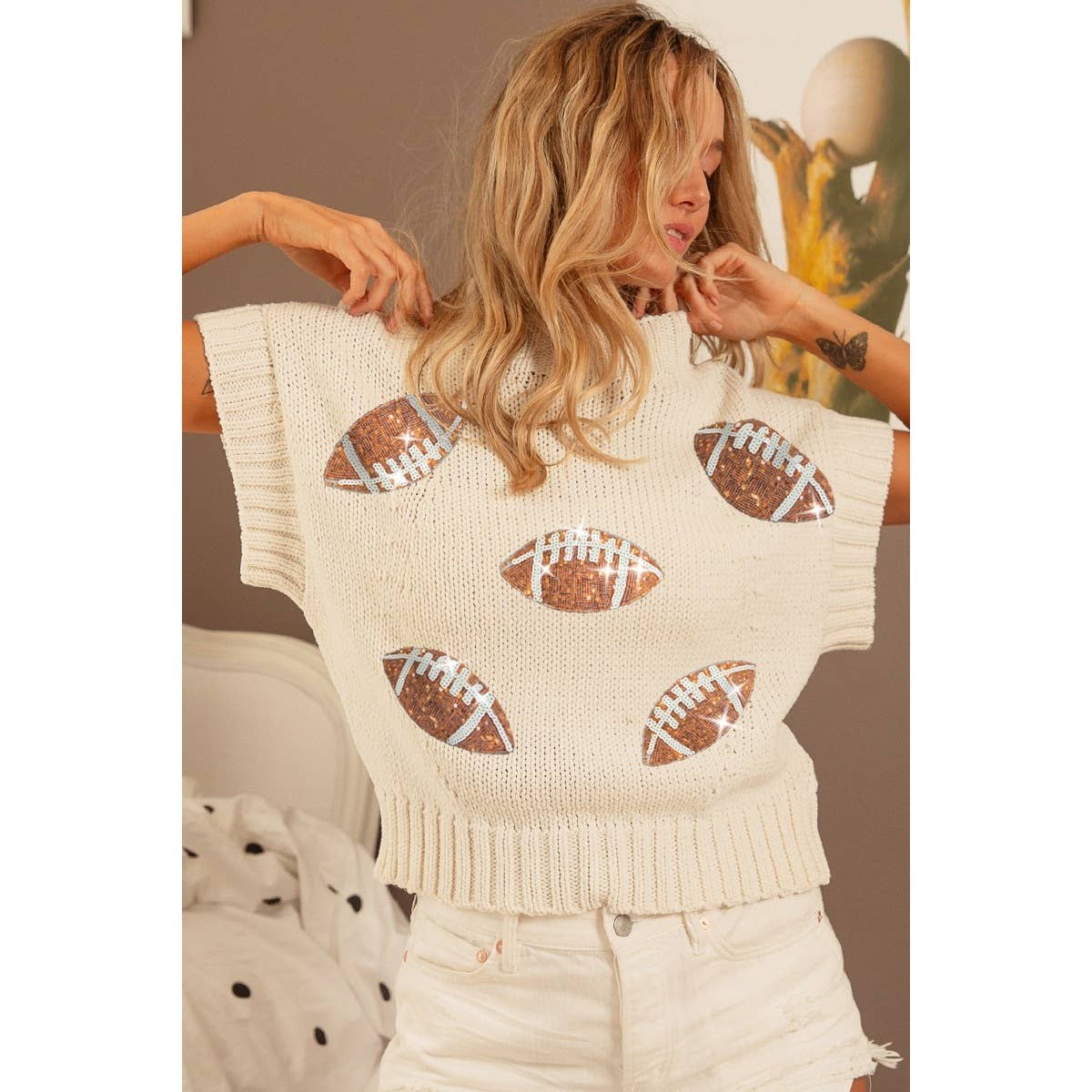 Sequin Football Sweater