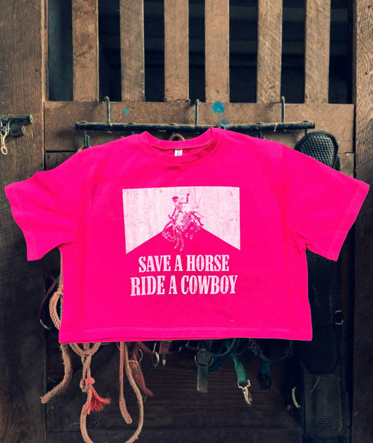 "Save A Horse Ride A Cowboy" Crop Top