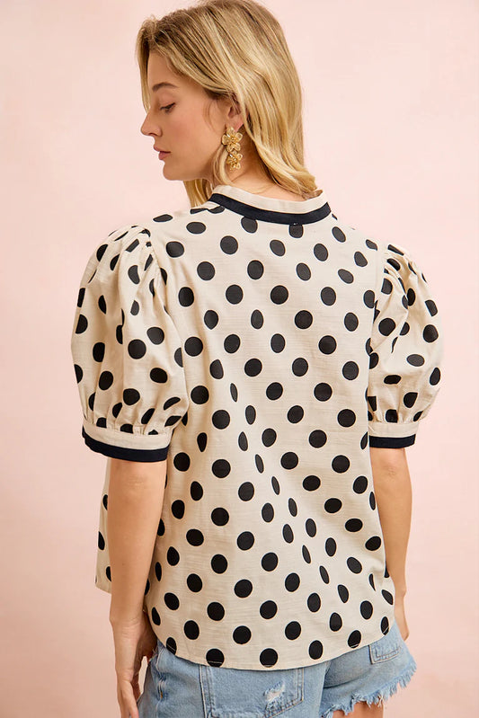 Polka Dot Printed Blouse Top