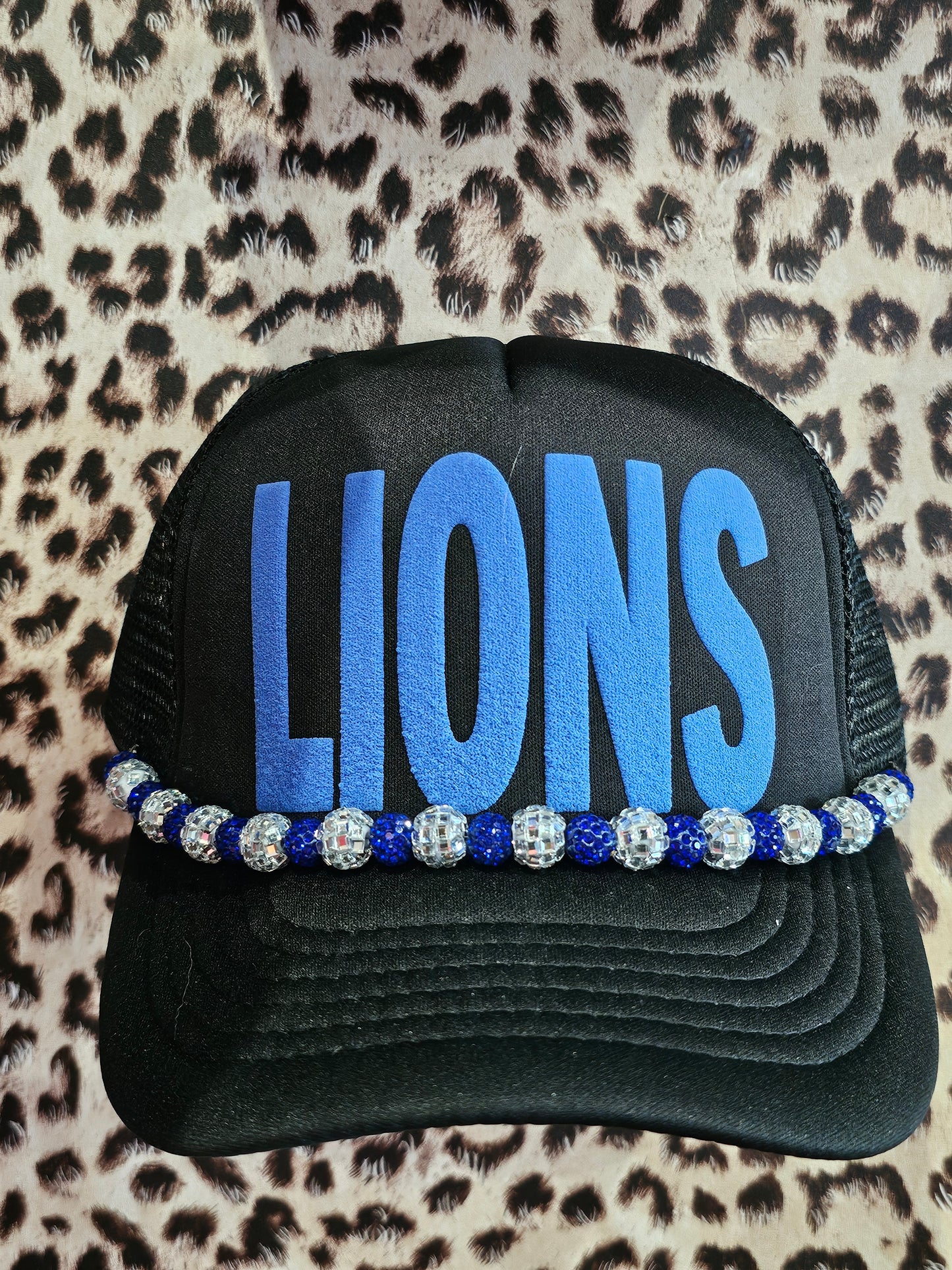 Lions Black Trucker Hat w/Chain