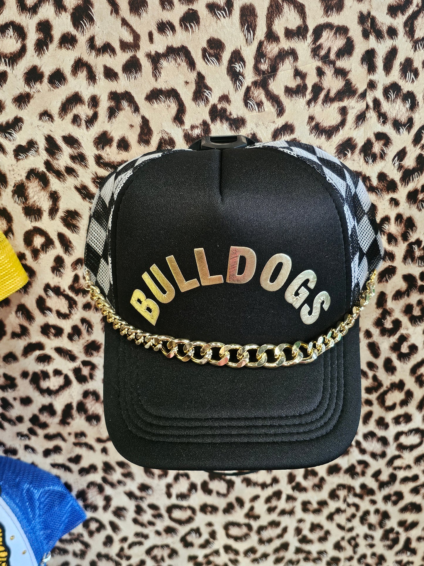 Bulldogs Checkered Black Trucker Hat w/Chain