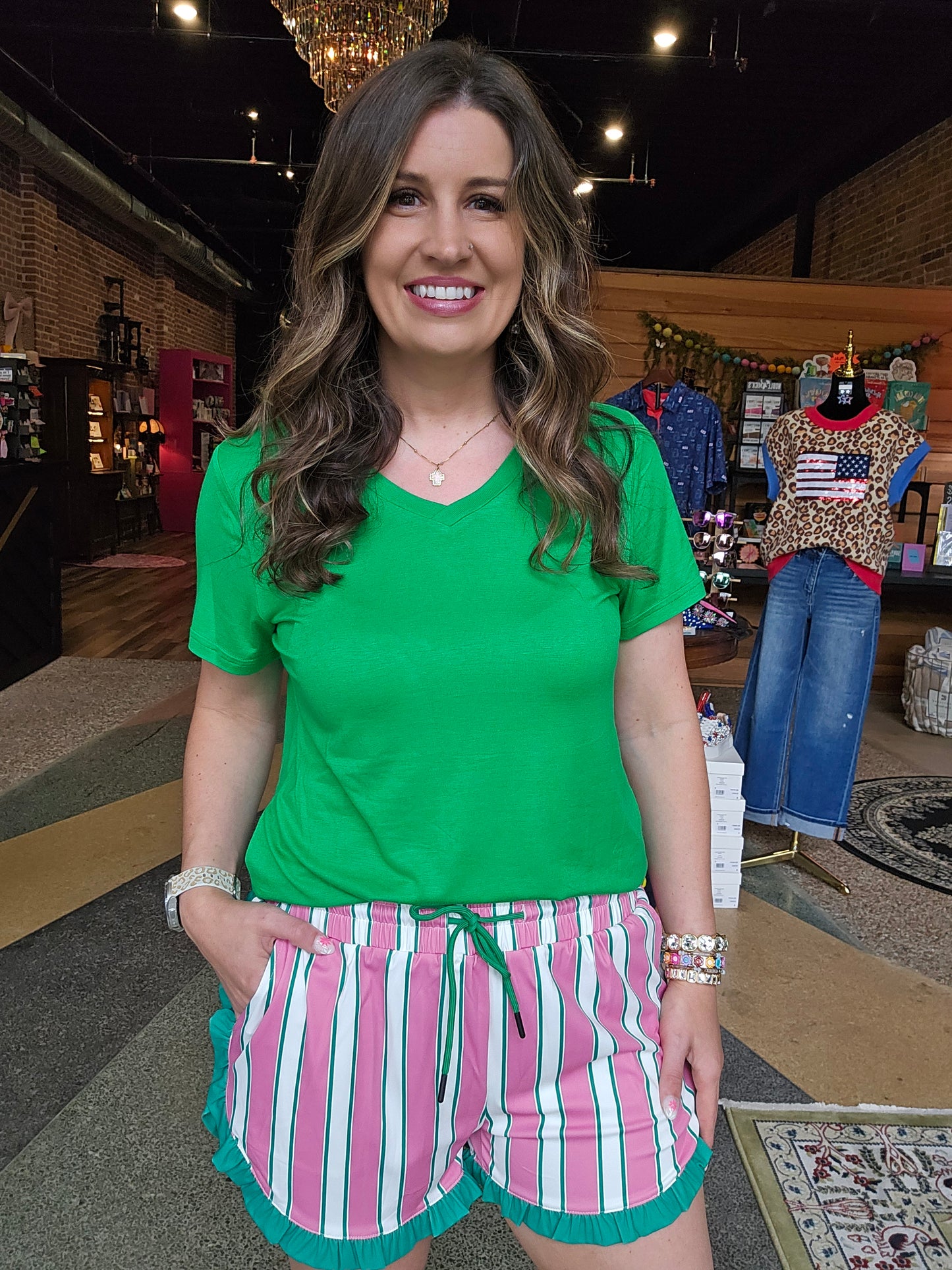 Watermelon Stripes Ruffle Shorts