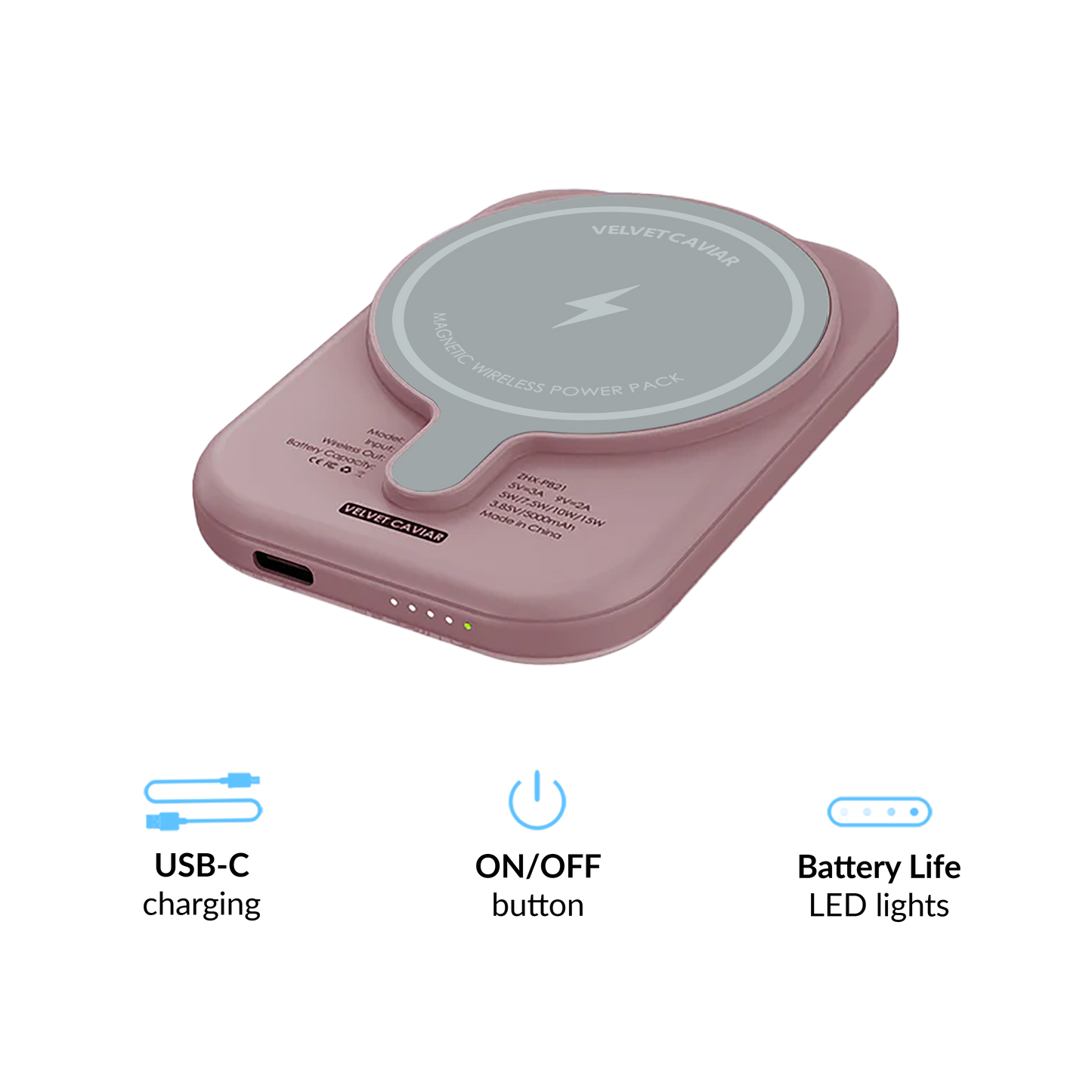 Wireless Phone Charger - Dusty Rose Chrome Floral