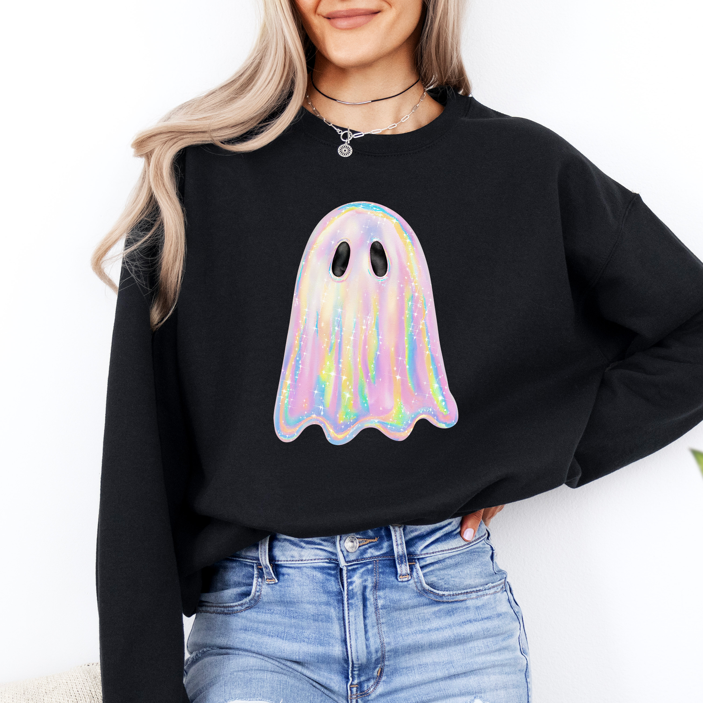 Shimmering Ghost, Iridescent Ghost Halloween Sweatshirt