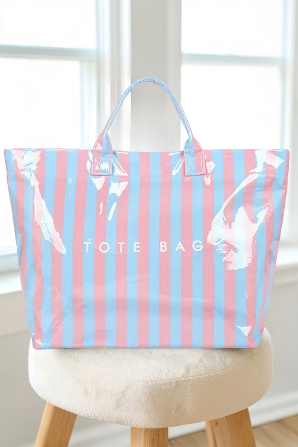 Pink &  Blue Striped TOTE BAG