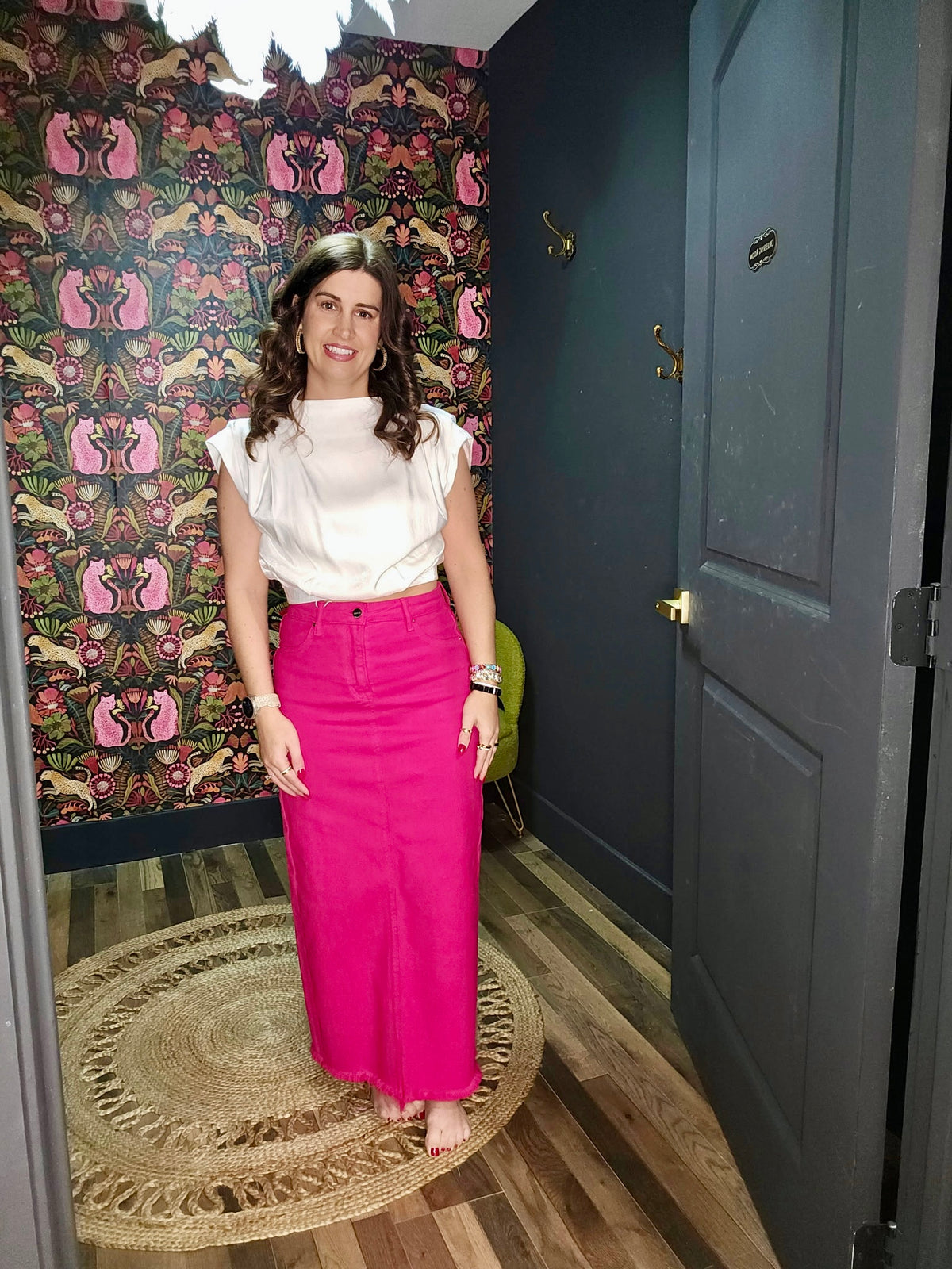 High-Rise Maxi Skirt - Fuchsia