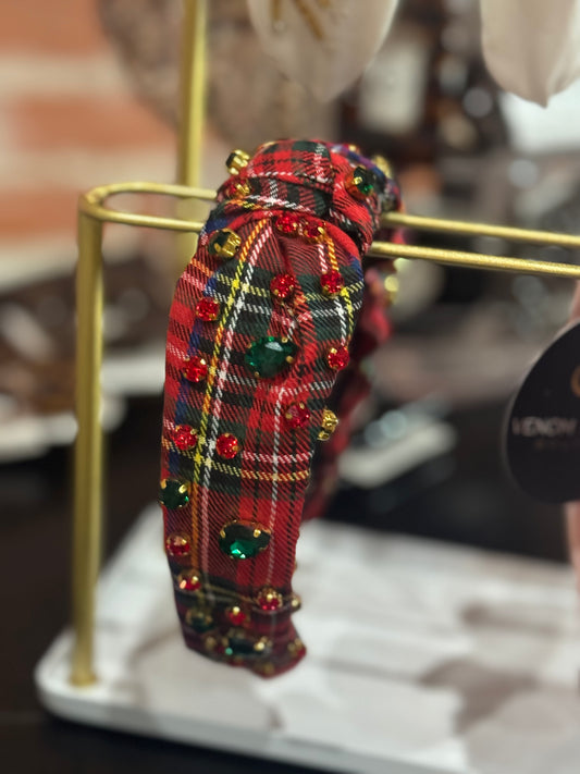Christmas Headband w/Plaid